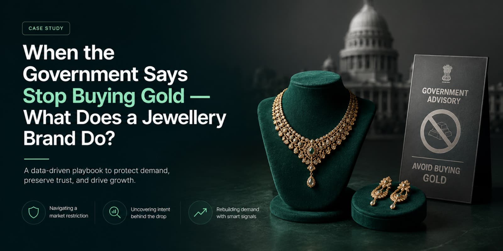 Illustration representing India's jewellery market, gold advisory shock, and strategic brand response.